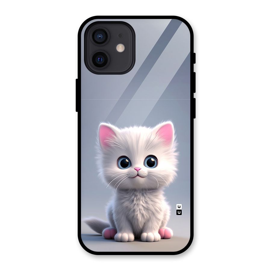 Cute Kitten Sitting Glass Back Case for iPhone 12