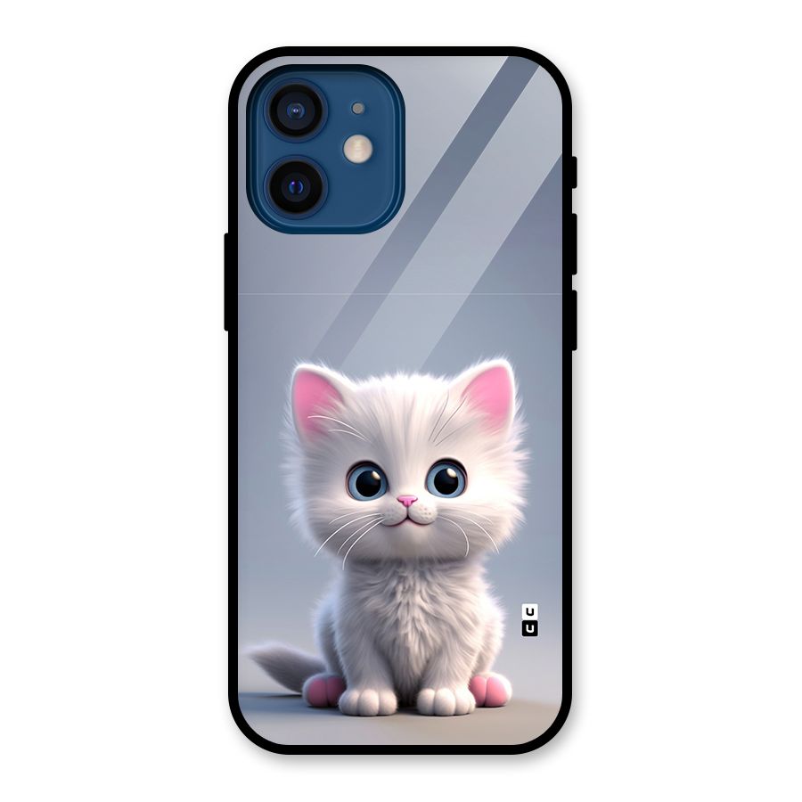 Cute Kitten Sitting Glass Back Case for iPhone 12 Mini