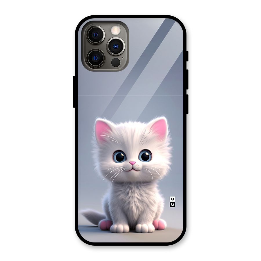 Cute Kitten Sitting Glass Back Case for iPhone 12 Pro