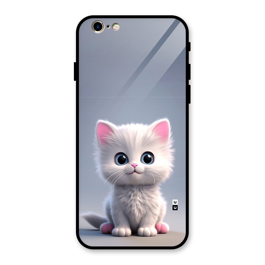 Cute Kitten Sitting Glass Back Case for iPhone 6 6S