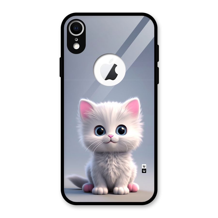 Cute Kitten Sitting Glass Back Case for iPhone XR Logo Cut
