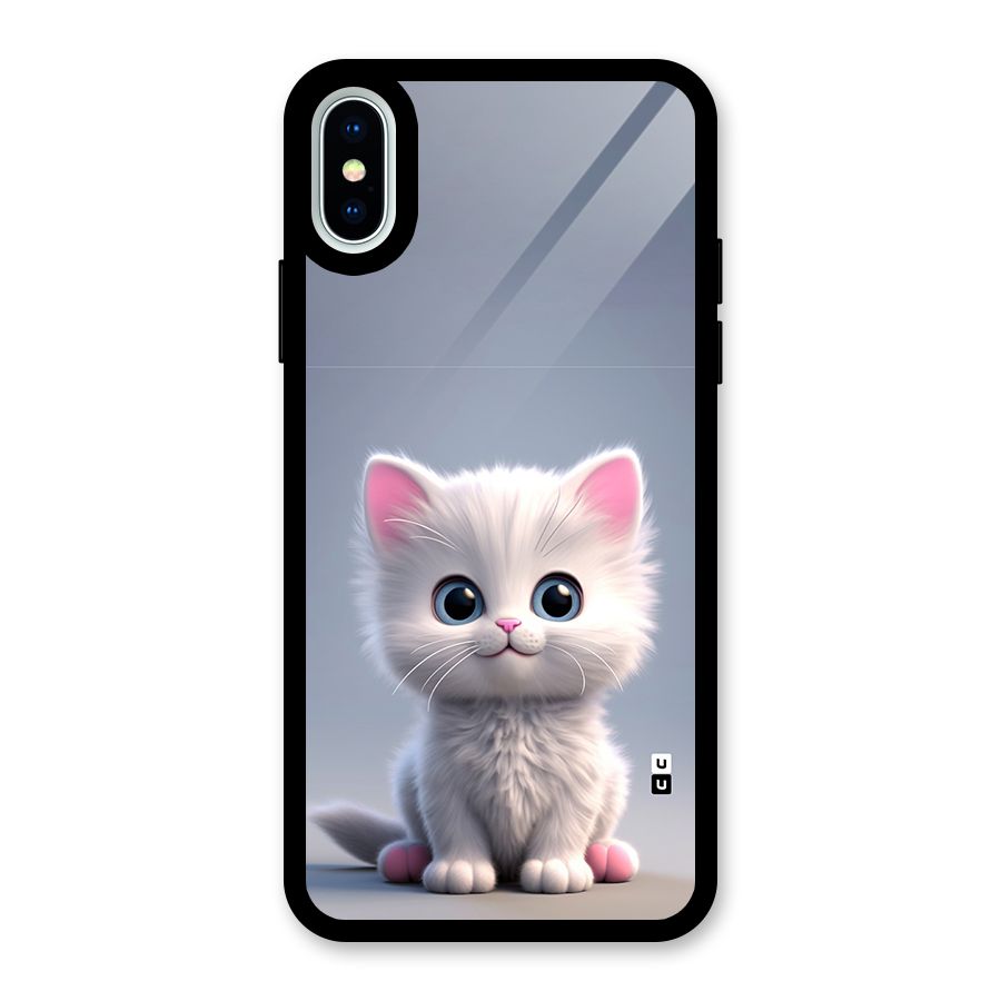 Cute Kitten Sitting Glass Back Case for iPhone XS