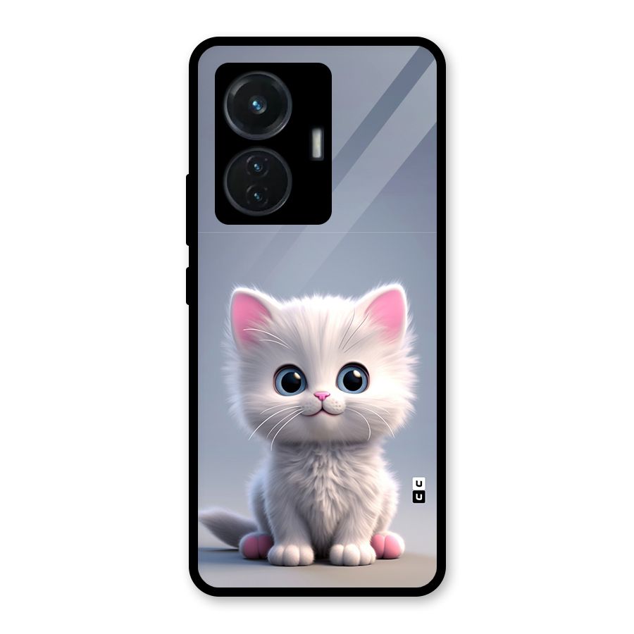 Cute Kitten Sitting Glass Back Case for iQOO Z6 44W