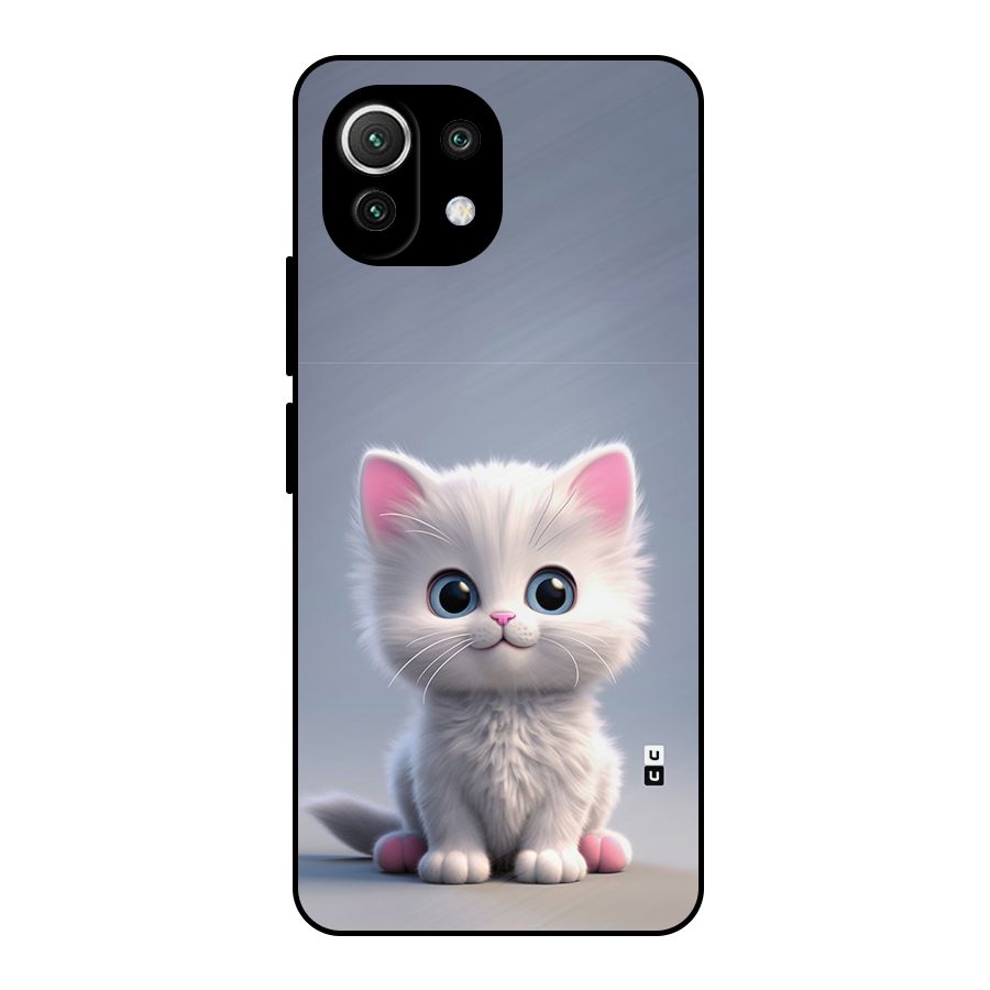 Cute Kitten Sitting Metal Back Case for Mi 11 Lite