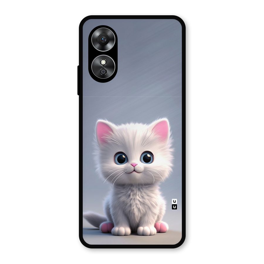 Cute Kitten Sitting Metal Back Case for Oppo A17
