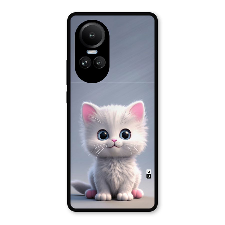 Cute Kitten Sitting Metal Back Case for Oppo Reno10 Pro