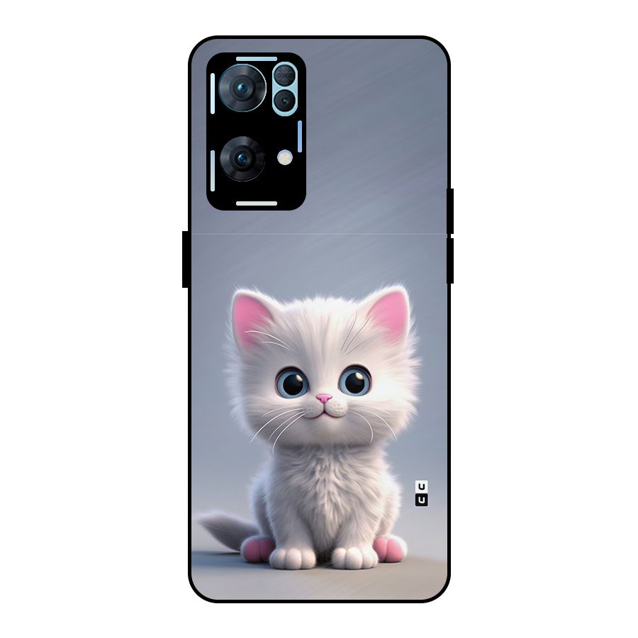 Cute Kitten Sitting Metal Back Case for Oppo Reno7 Pro 5G