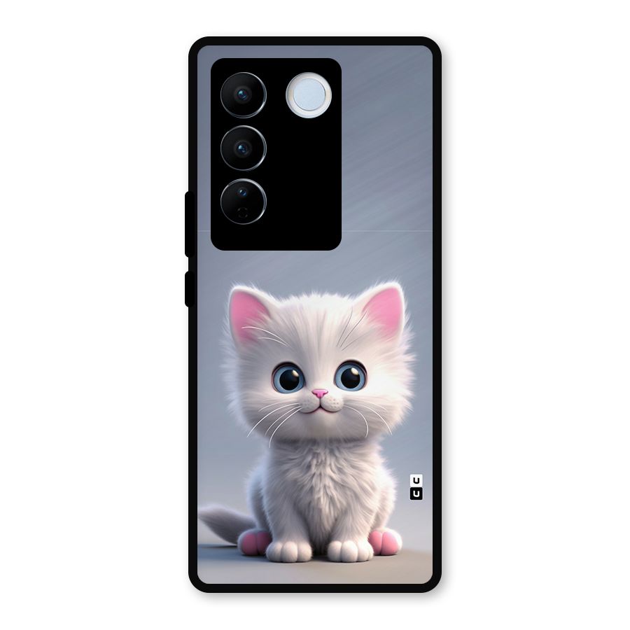 Cute Kitten Sitting Metal Back Case for Vivo V27 Pro