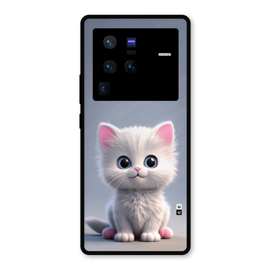Cute Kitten Sitting Metal Back Case for Vivo X80 Pro