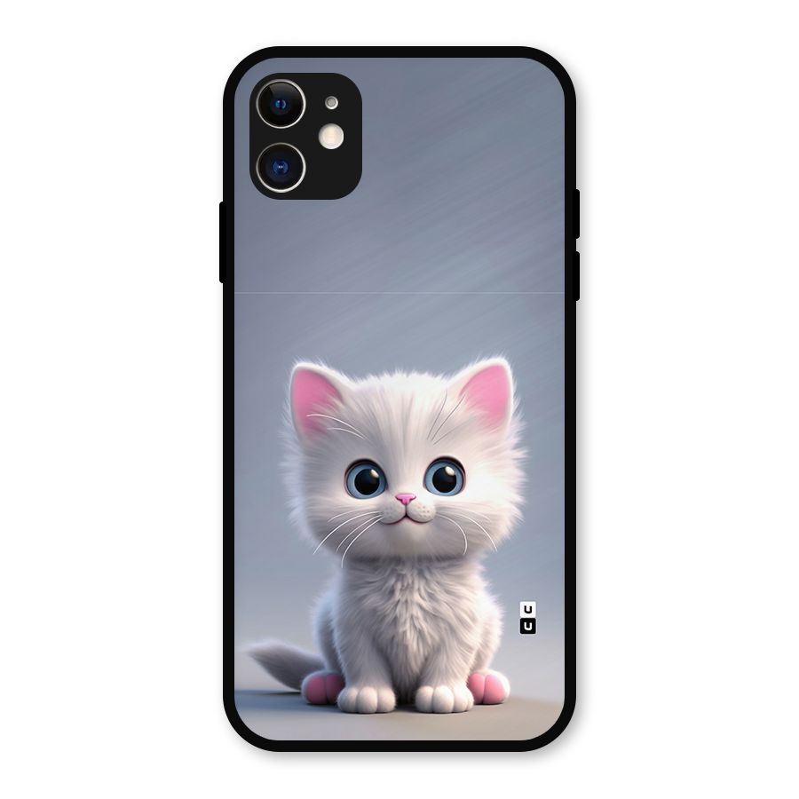 Cute Kitten Sitting Metal Back Case for iPhone 11