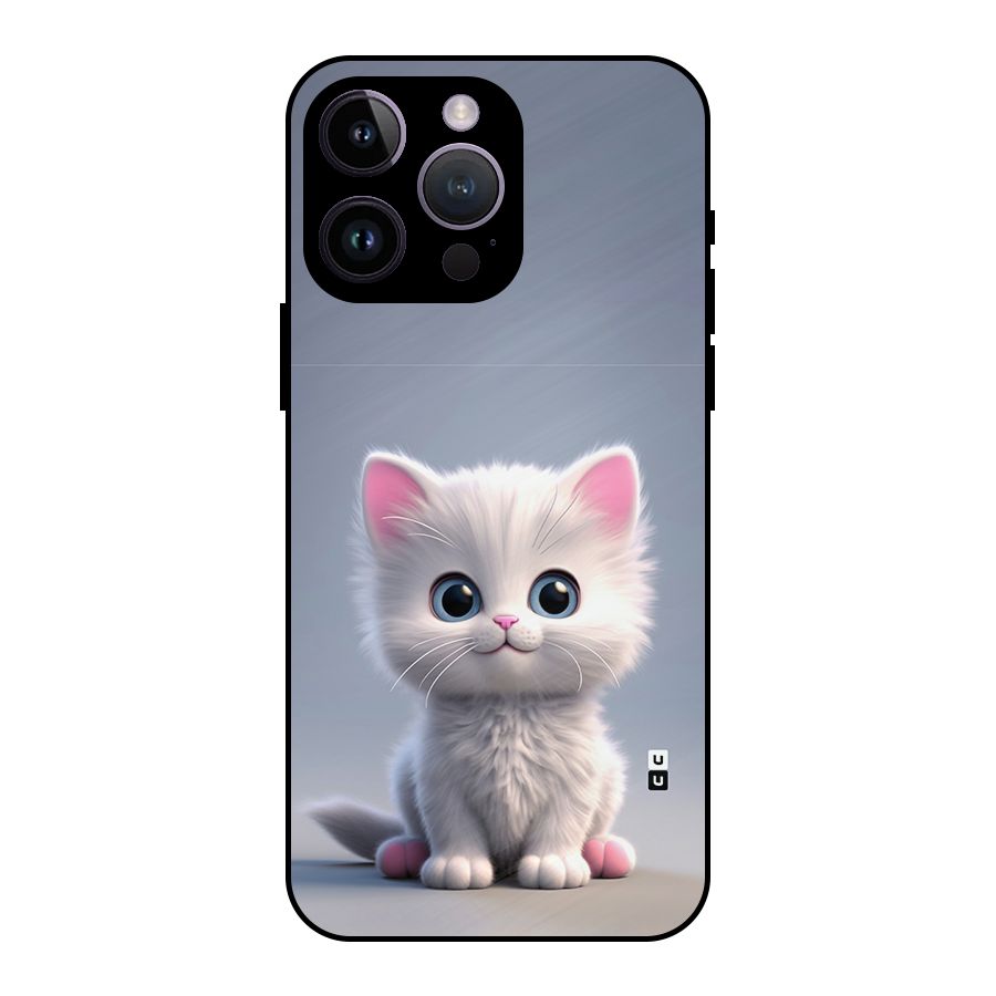 Cute Kitten Sitting Metal Back Case for iPhone 14 Pro Max
