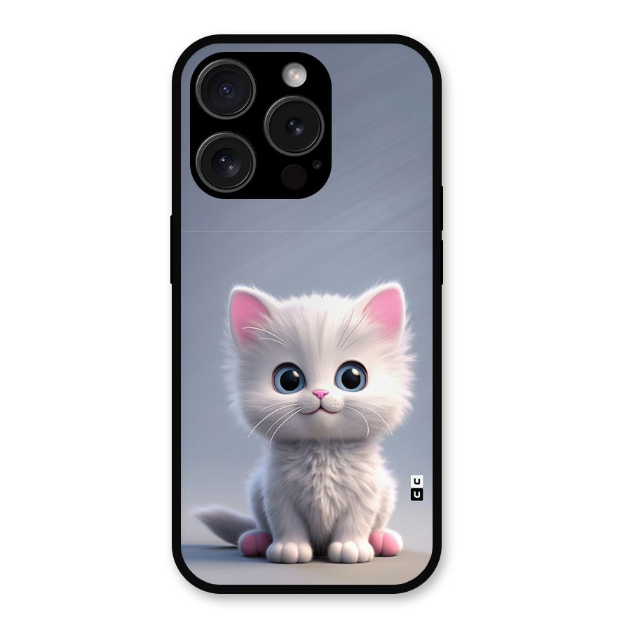 Cute Kitten Sitting Metal Back Case for iPhone 15 Pro
