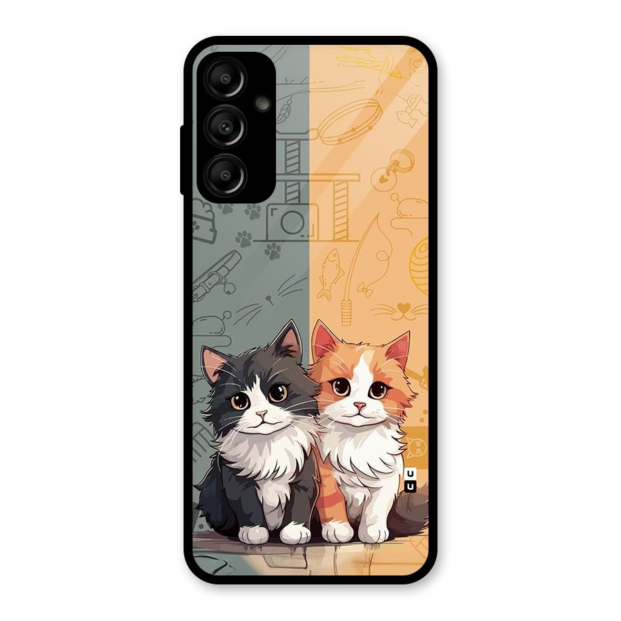 Cute Lovely Cats Glass Back Case for Galaxy A14 5G