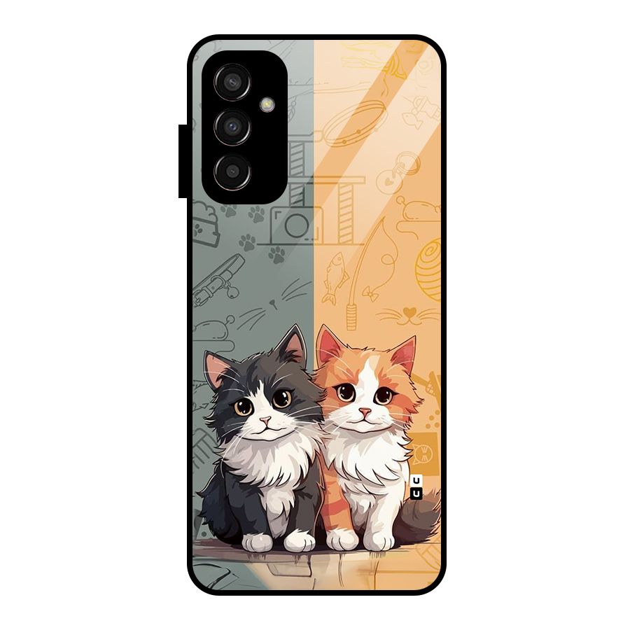Cute Lovely Cats Glass Back Case for Galaxy F13