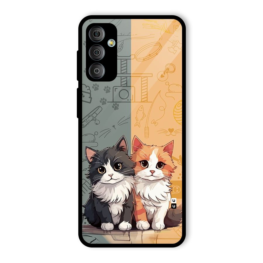 Cute Lovely Cats Glass Back Case for Galaxy F23