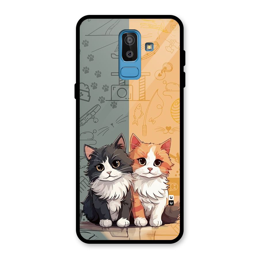 Cute Lovely Cats Glass Back Case for Galaxy J8