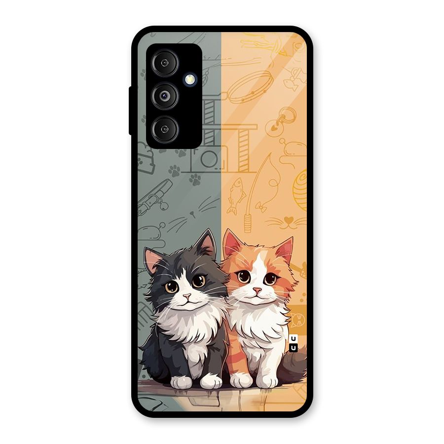 Cute Lovely Cats Glass Back Case for Galaxy M14 5G