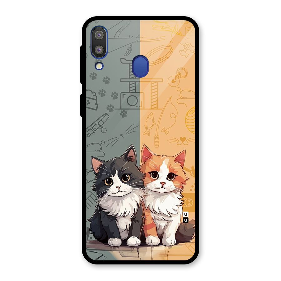 Cute Lovely Cats Glass Back Case for Galaxy M20