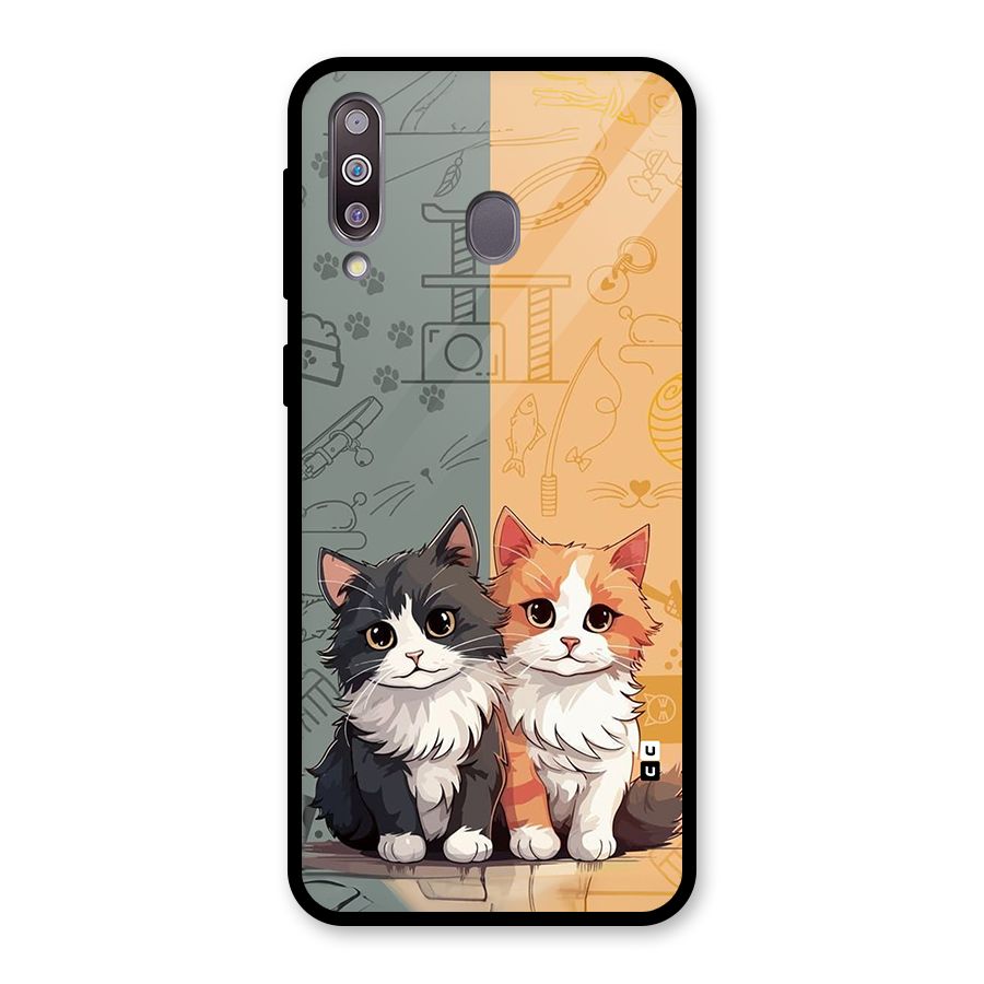Cute Lovely Cats Glass Back Case for Galaxy M30