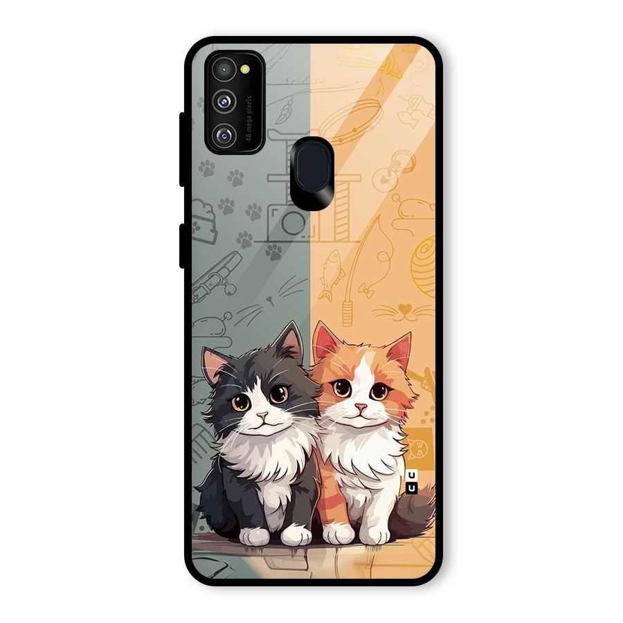 Cute Lovely Cats Glass Back Case for Galaxy M30s