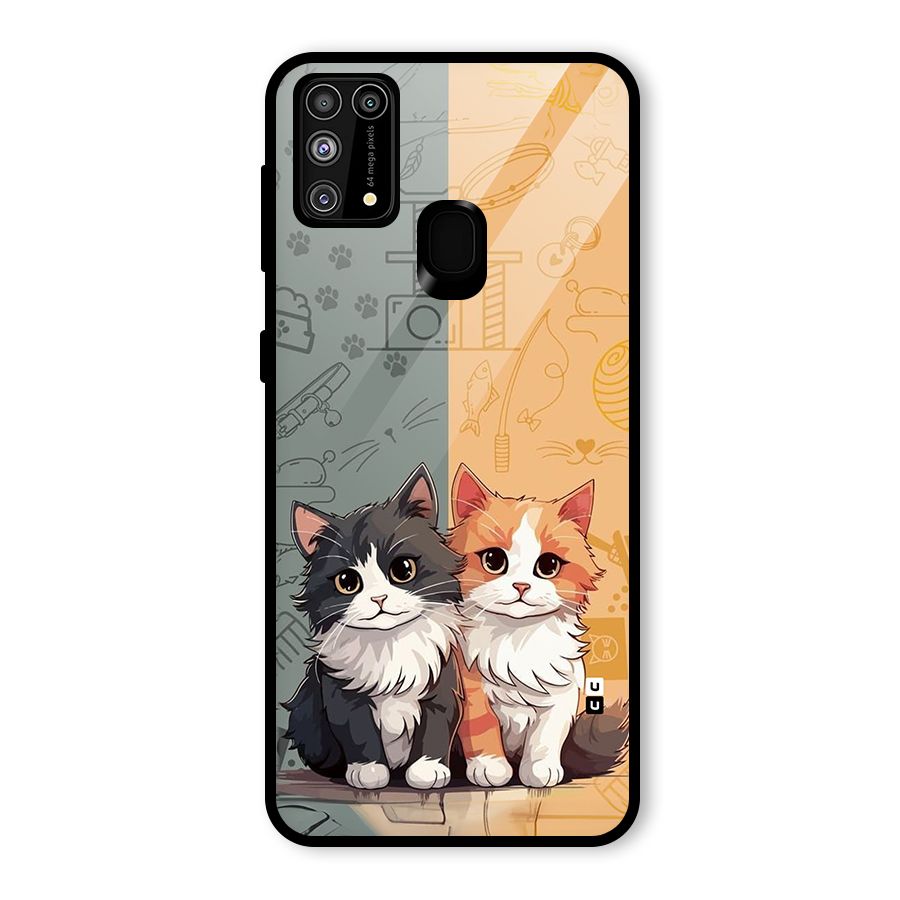 Cute Lovely Cats Glass Back Case for Galaxy M31