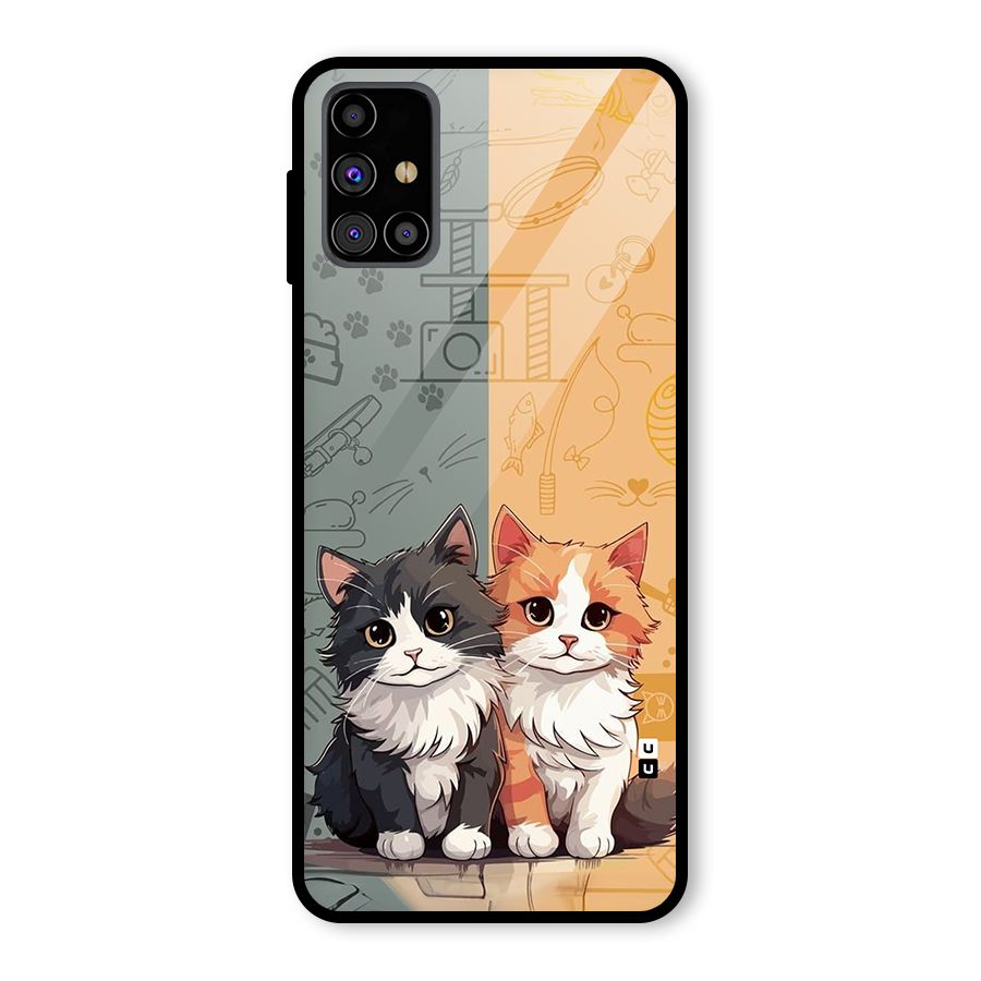Cute Lovely Cats Glass Back Case for Galaxy M31s