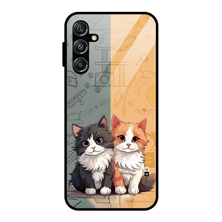 Cute Lovely Cats Glass Back Case for Galaxy M34 5G