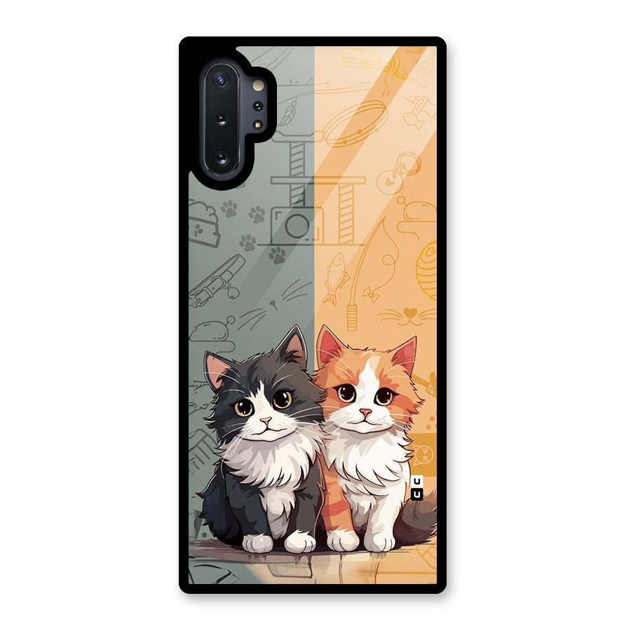 Cute Lovely Cats Glass Back Case for Galaxy Note 10 Plus