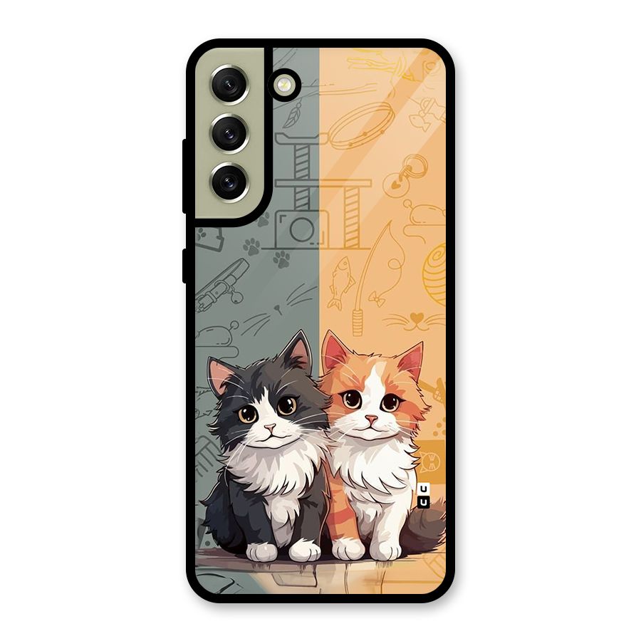 Cute Lovely Cats Glass Back Case for Galaxy S21 FE 5G
