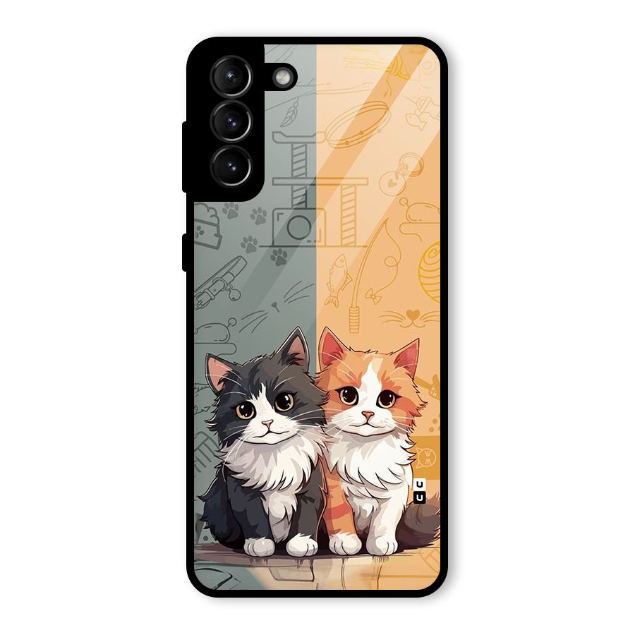Cute Lovely Cats Glass Back Case for Galaxy S21 Plus