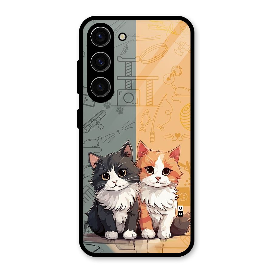 Cute Lovely Cats Glass Back Case for Galaxy S23