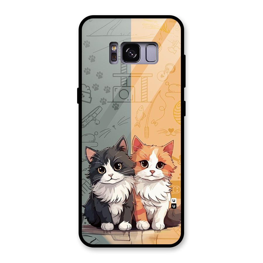 Cute Lovely Cats Glass Back Case for Galaxy S8