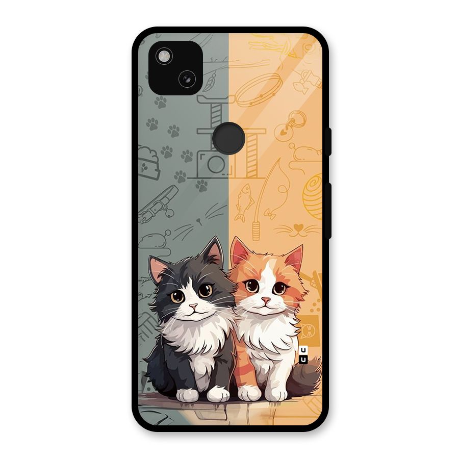 Cute Lovely Cats Glass Back Case for Google Pixel 4a