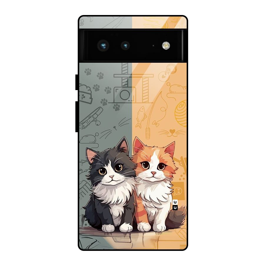 Cute Lovely Cats Glass Back Case for Google Pixel 6