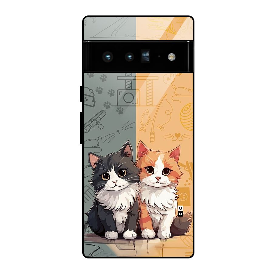 Cute Lovely Cats Glass Back Case for Google Pixel 6 Pro