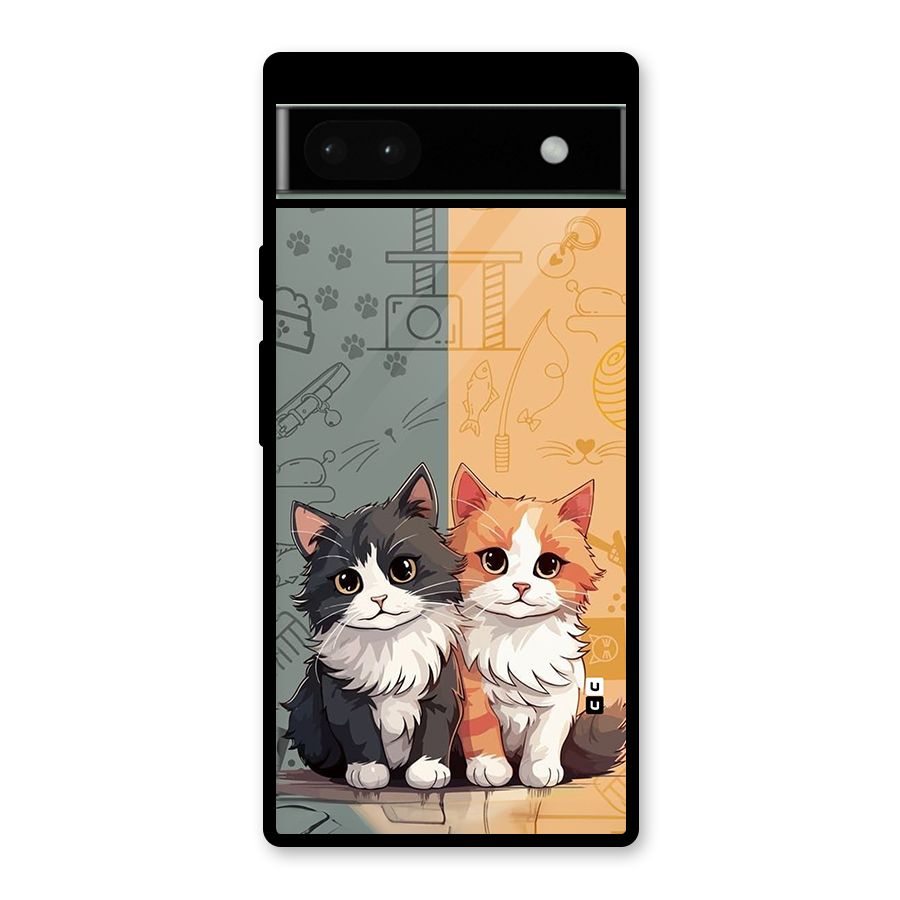 Cute Lovely Cats Glass Back Case for Google Pixel 6a