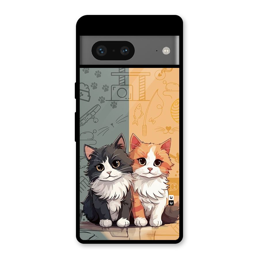 Cute Lovely Cats Glass Back Case for Google Pixel 7