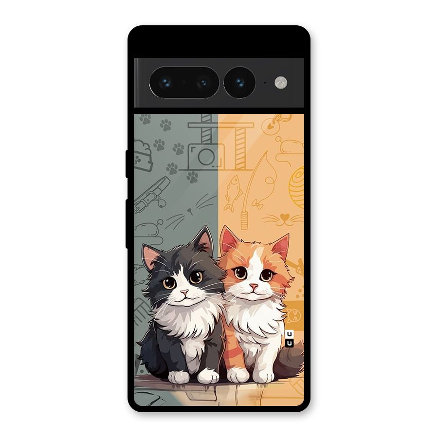 Cute Lovely Cats Glass Back Case for Google Pixel 7 Pro