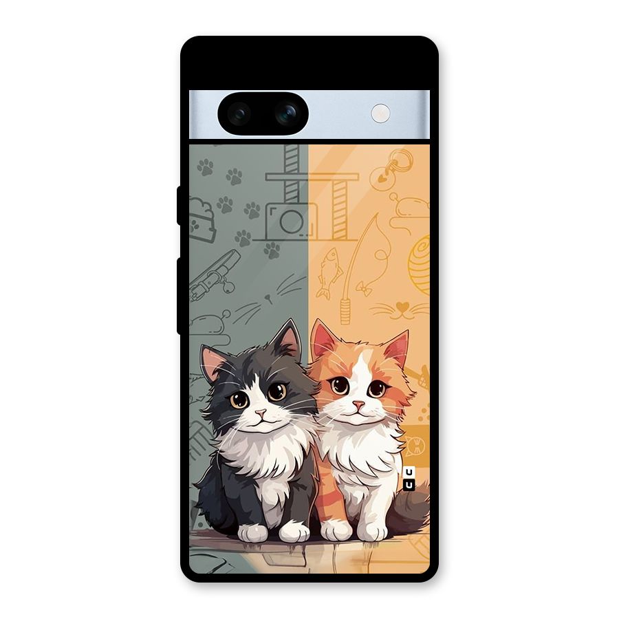 Cute Lovely Cats Glass Back Case for Google Pixel 7a
