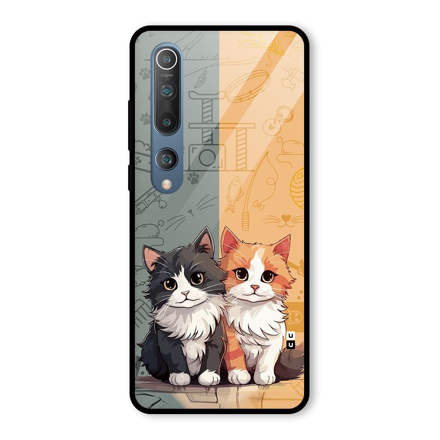 Cute Lovely Cats Glass Back Case for Mi 10