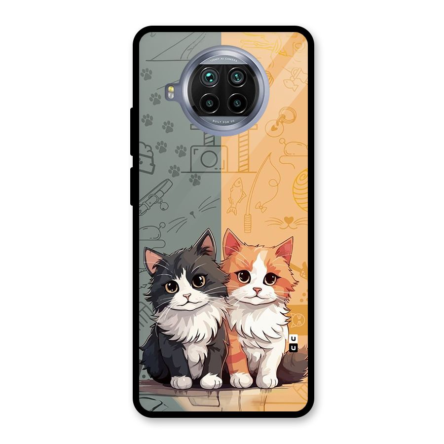 Cute Lovely Cats Glass Back Case for Mi 10i