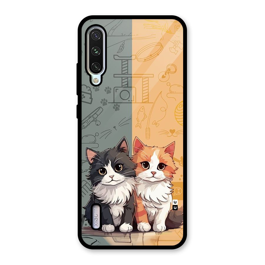 Cute Lovely Cats Glass Back Case for Mi A3