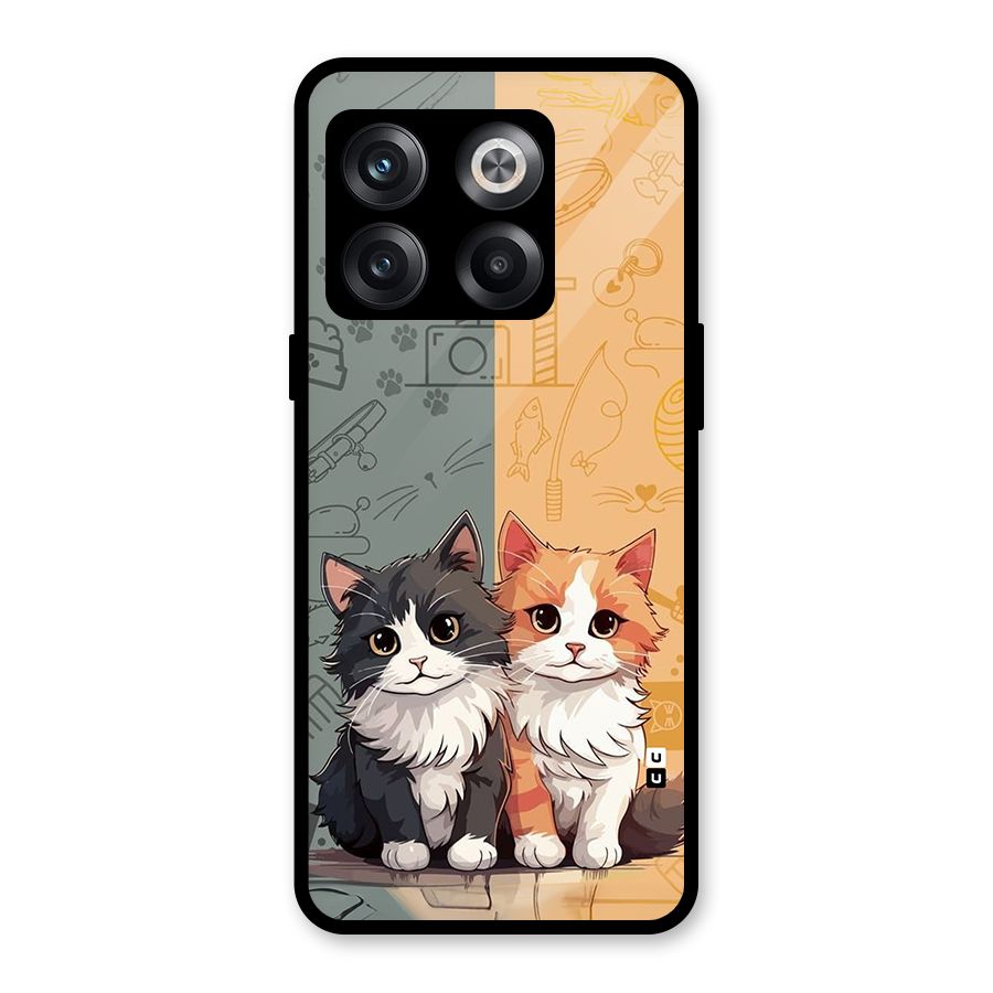 Cute Lovely Cats Glass Back Case for OnePlus 10T