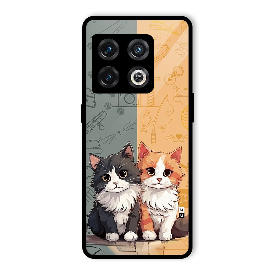 Cute Lovely Cats Glass Back Case for OnePlus 10 Pro 5G