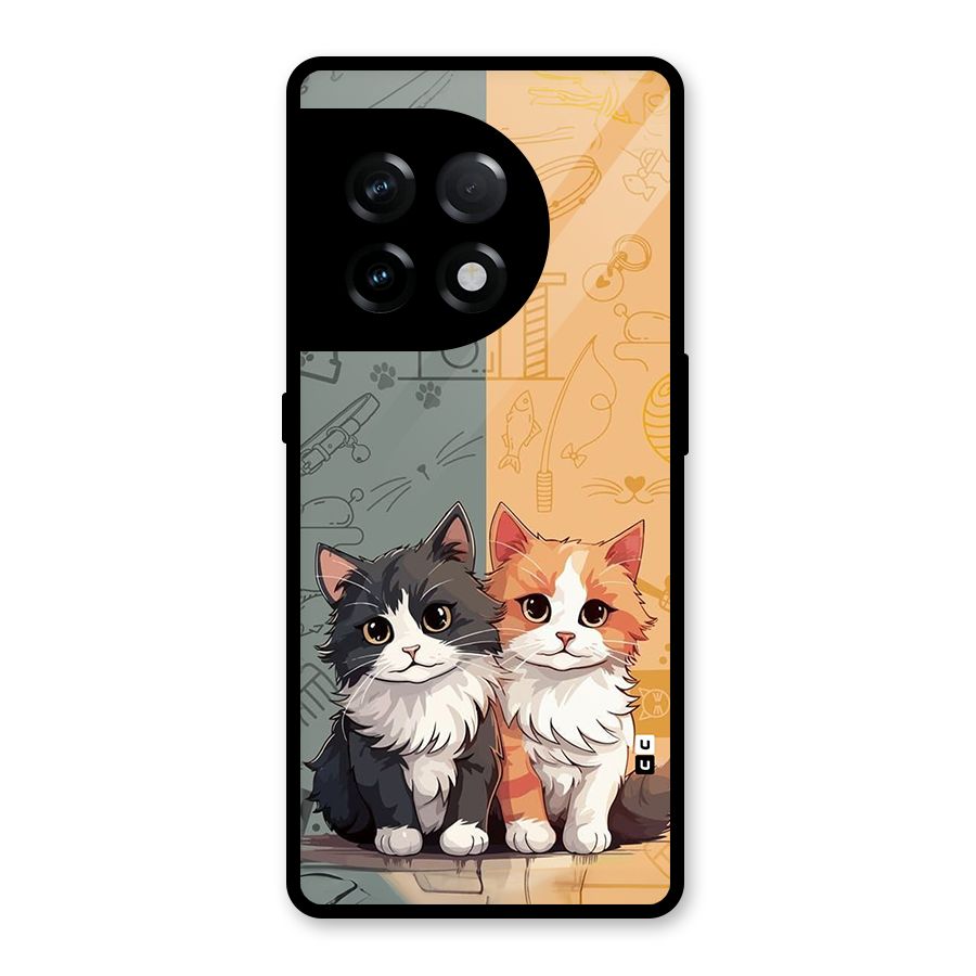 Cute Lovely Cats Glass Back Case for OnePlus 11R