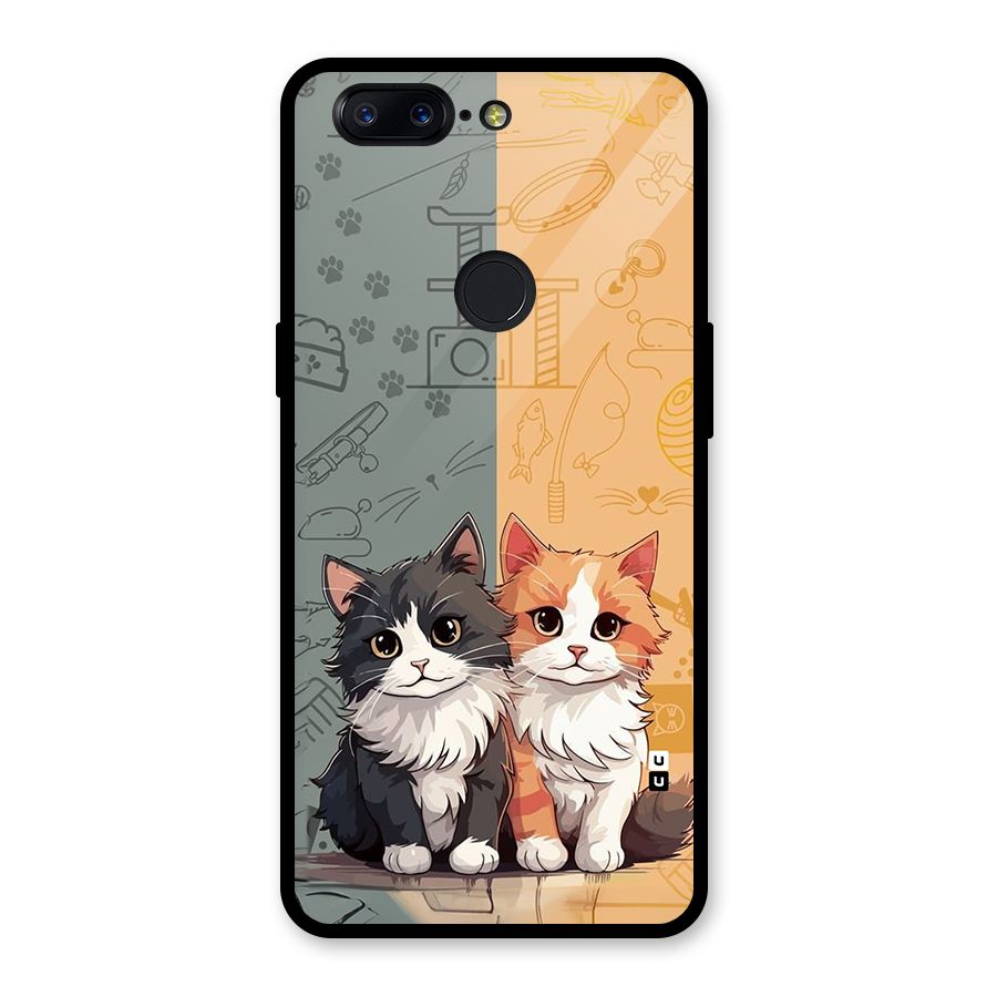 Cute Lovely Cats Glass Back Case for OnePlus 5T