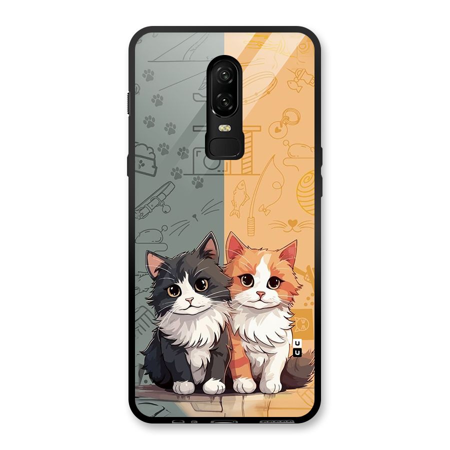 Cute Lovely Cats Glass Back Case for OnePlus 6
