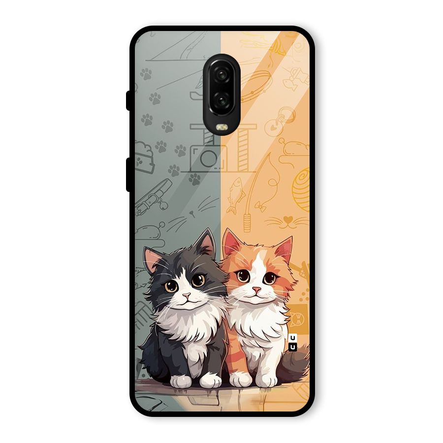 Cute Lovely Cats Glass Back Case for OnePlus 6T