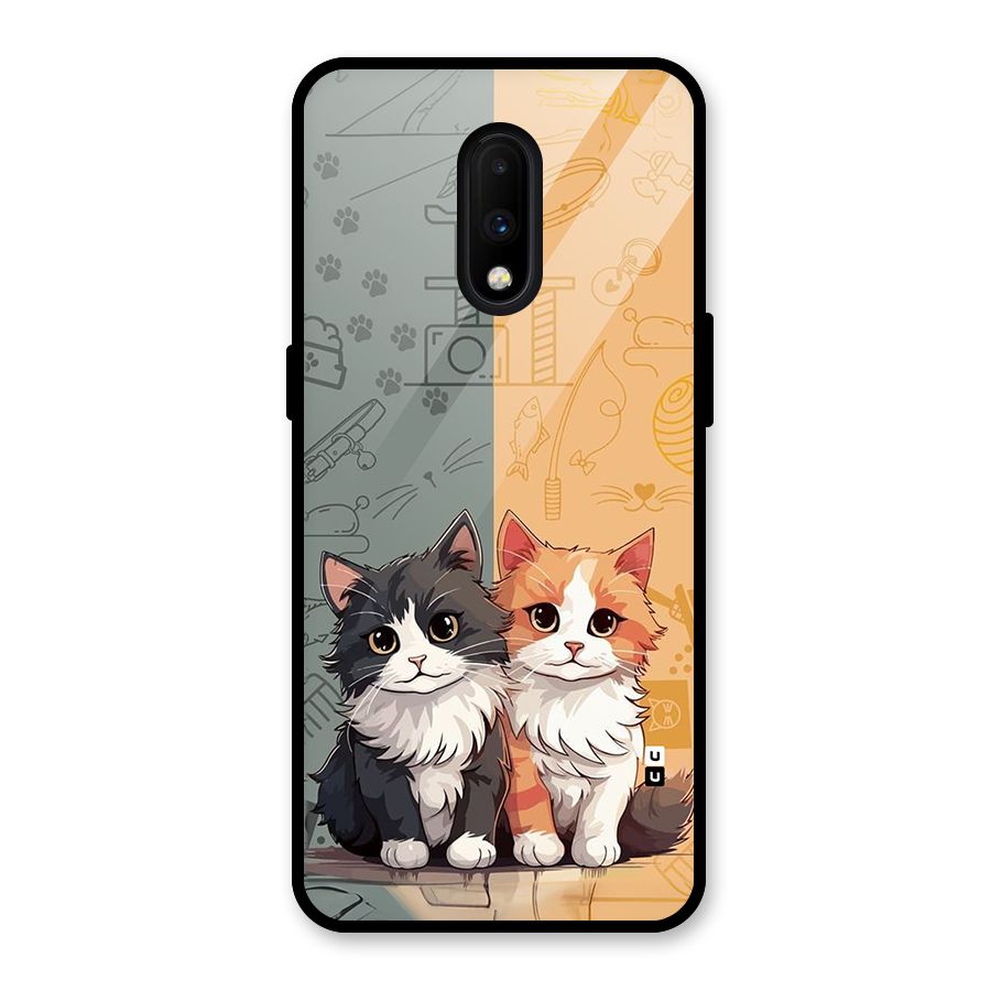 Cute Lovely Cats Glass Back Case for OnePlus 7