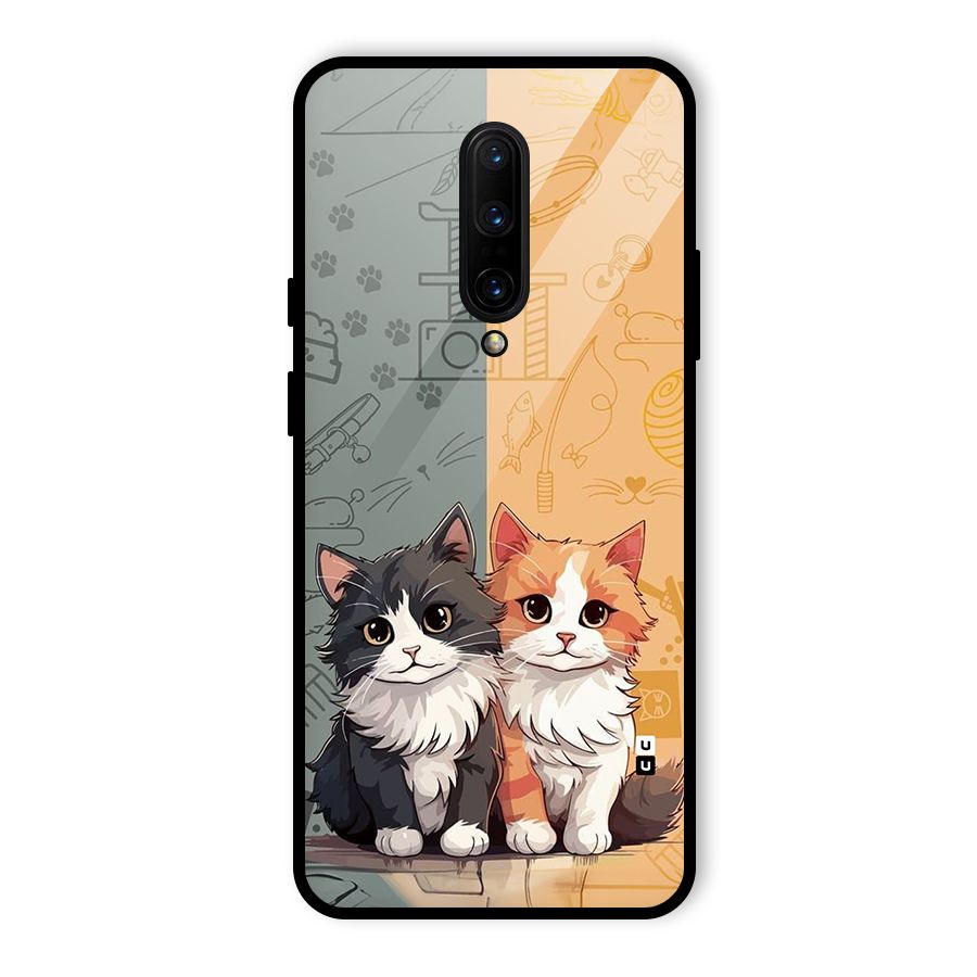 Cute Lovely Cats Glass Back Case for OnePlus 7 Pro